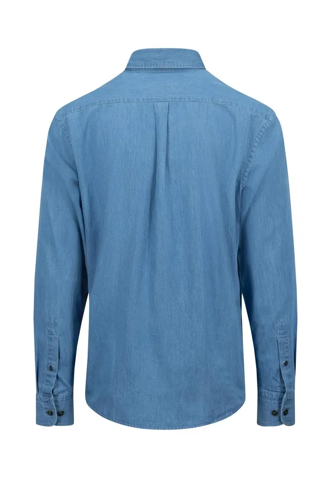 FYNCHHATTON Jeans Shirt With Buttondown Collar Navycrystal Blue Men Shirts