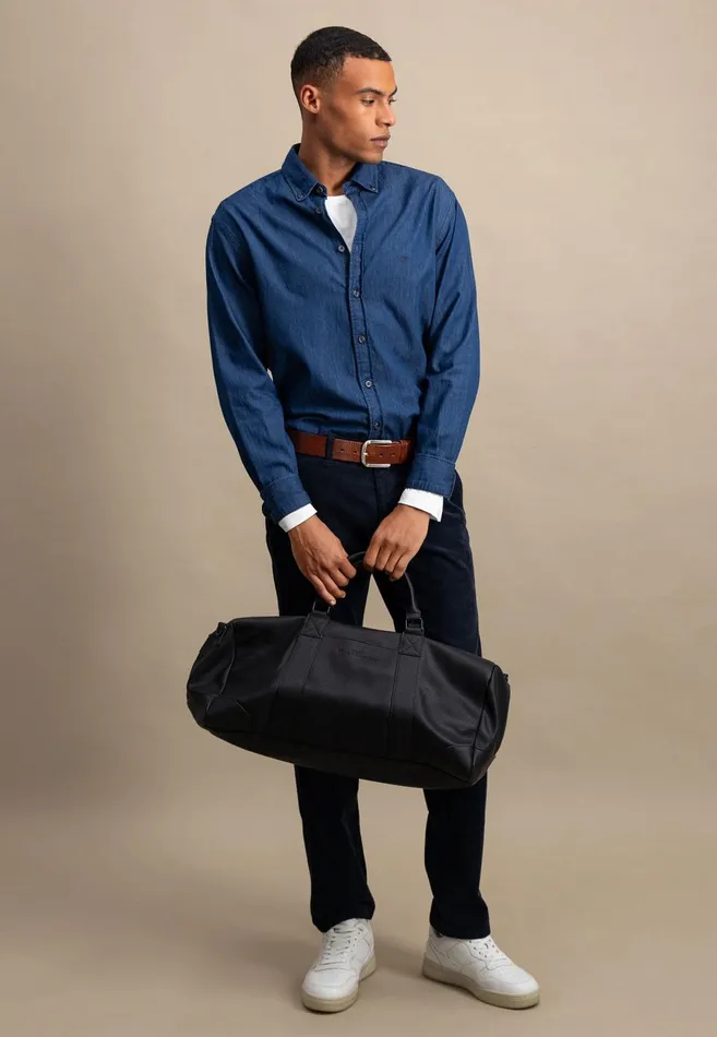 FYNCHHATTON Jeans Shirt With Buttondown Collar Navycrystal Blue Men Shirts