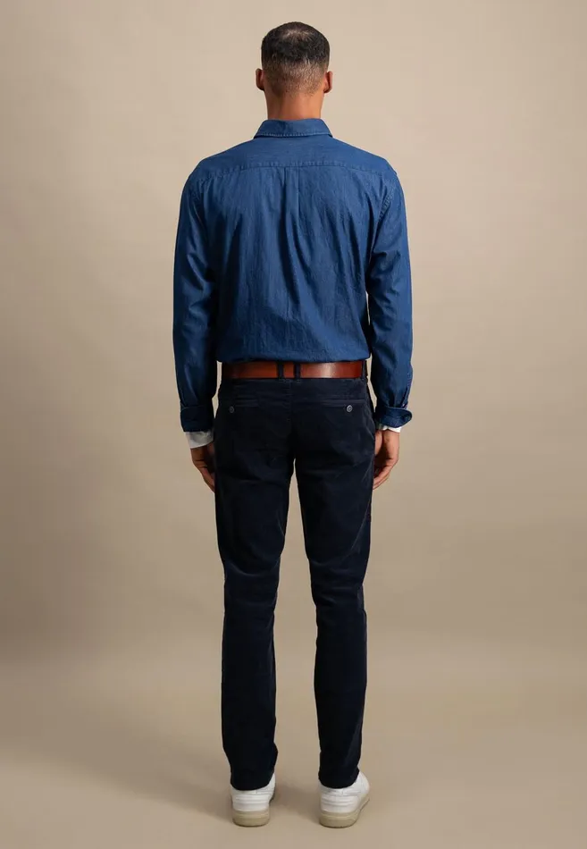 FYNCHHATTON Jeans Shirt With Buttondown Collar Navycrystal Blue Men Shirts