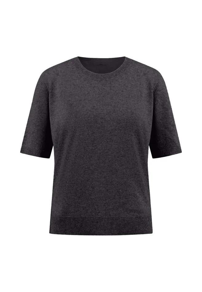 FYNCHHATTON Knitting Sweater With Short Sleeves Silver Graywarm Gray Women Sweater