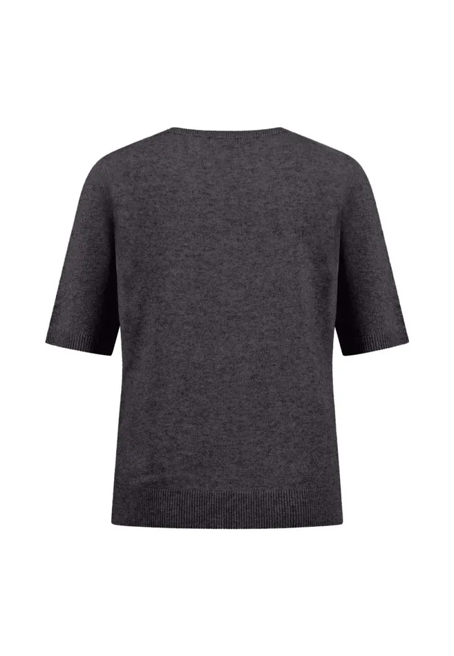 FYNCHHATTON Knitting Sweater With Short Sleeves Silver Graywarm Gray Women Sweater