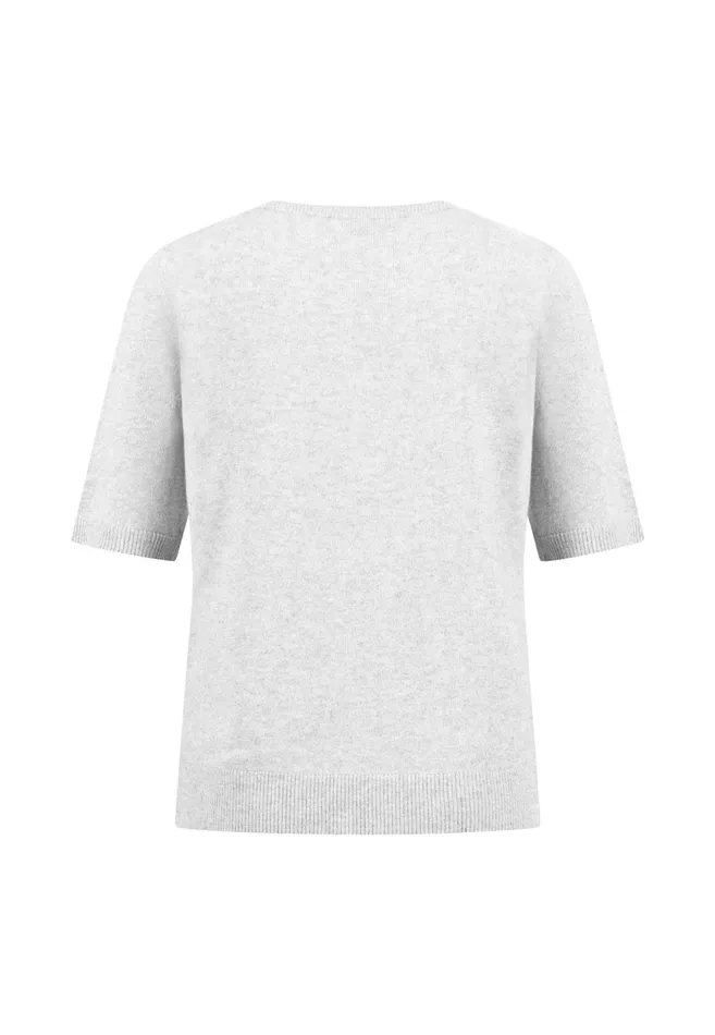 FYNCHHATTON Knitting Sweater With Short Sleeves Silver Graywarm Gray Women Sweater