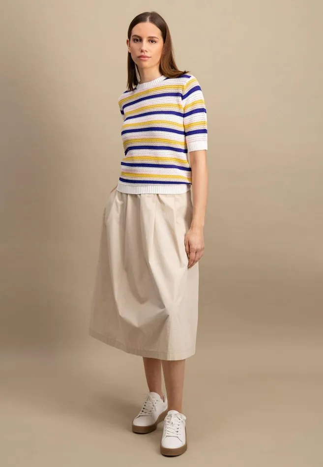 FYNCHHATTON Knitting Sweaters With A Summer Strip Look Milk Women Sweater