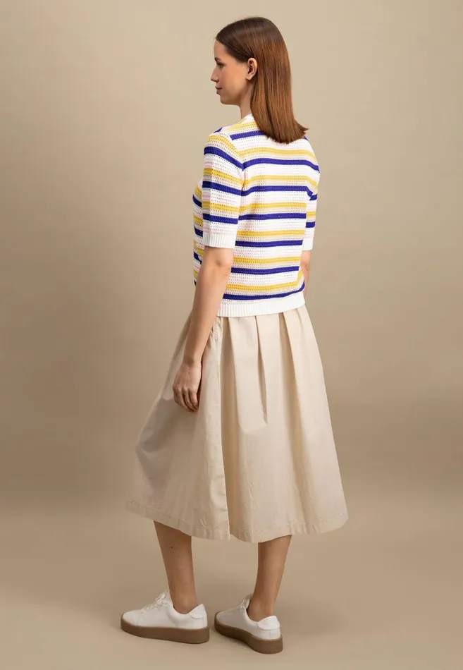 FYNCHHATTON Knitting Sweaters With A Summer Strip Look Milk Women Sweater