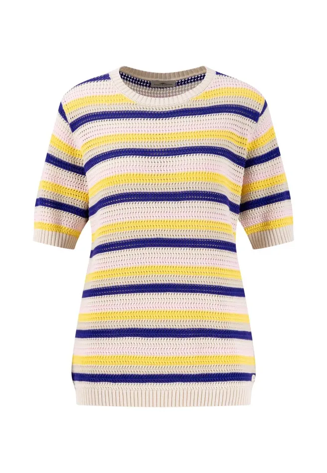 FYNCHHATTON Knitting Sweaters With A Summer Strip Look Milk Women Sweater