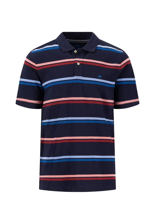 FYNCHHATTON Polo Shirt Made Of Cotton In Strip Look Navywhite Men Polo Shirt
