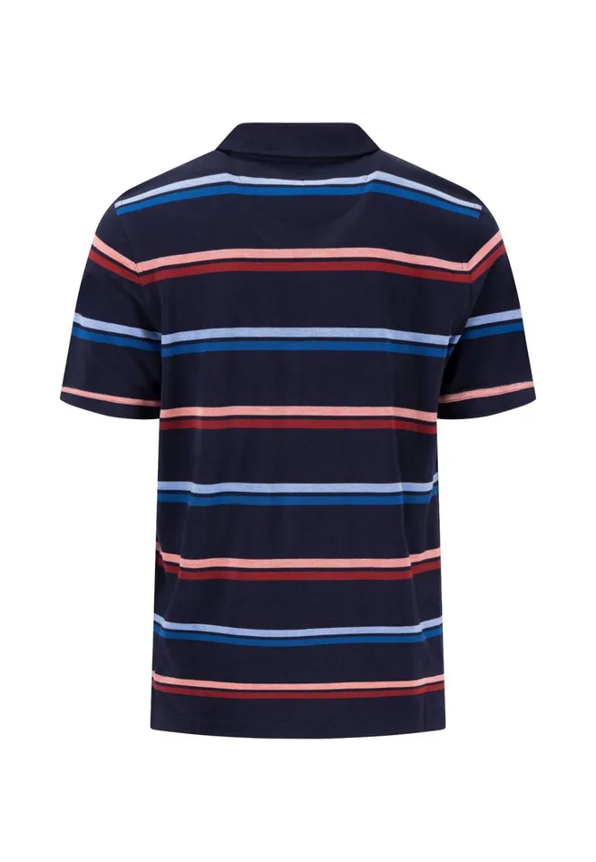 FYNCHHATTON Polo Shirt Made Of Cotton In Strip Look Navywhite Men Polo Shirt