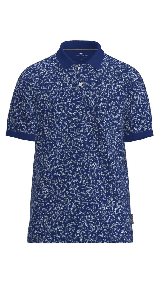 FYNCHHATTON Polo Shirt With A Floral Pattern Midnight Men Polo Shirt