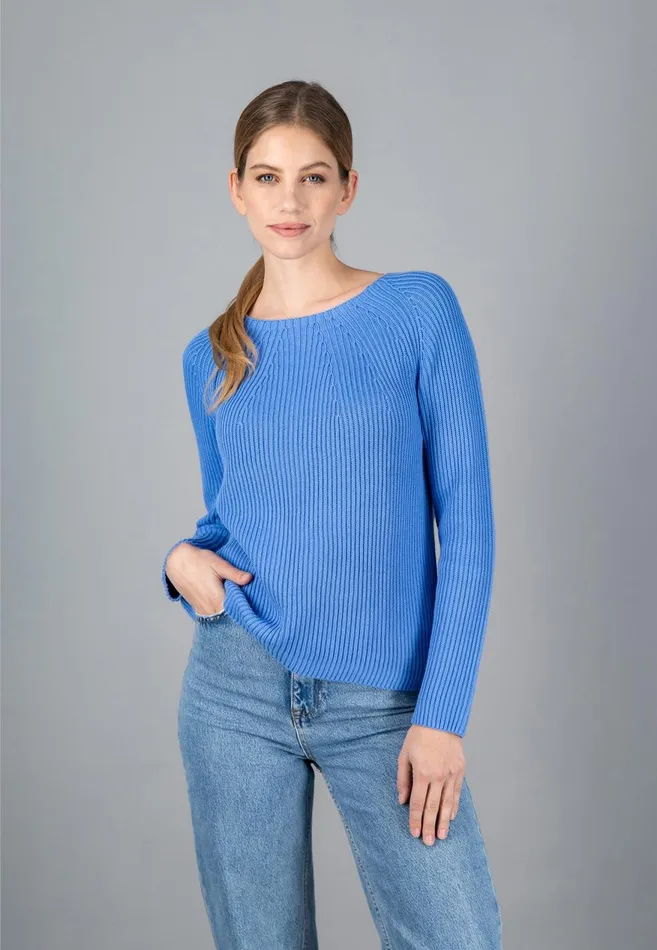 FYNCHHATTON Ribknit Jumper With Round Neckline Sky Bluenavypowder Rose Women Sweater FYNCHHATTON Ribknit Jumper With Round Neckline Sky Bluenavypowder Rose Women Sweater