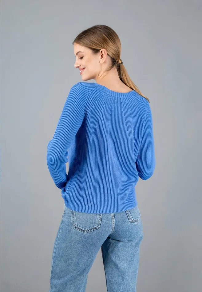 FYNCHHATTON Ribknit Jumper With Round Neckline Sky Bluenavypowder Rose Women Sweater FYNCHHATTON Ribknit Jumper With Round Neckline Sky Bluenavypowder Rose Women Sweater