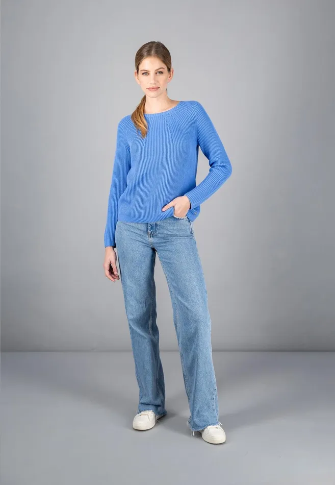 FYNCHHATTON Ribknit Jumper With Round Neckline Sky Bluenavypowder Rose Women Sweater FYNCHHATTON Ribknit Jumper With Round Neckline Sky Bluenavypowder Rose Women Sweater