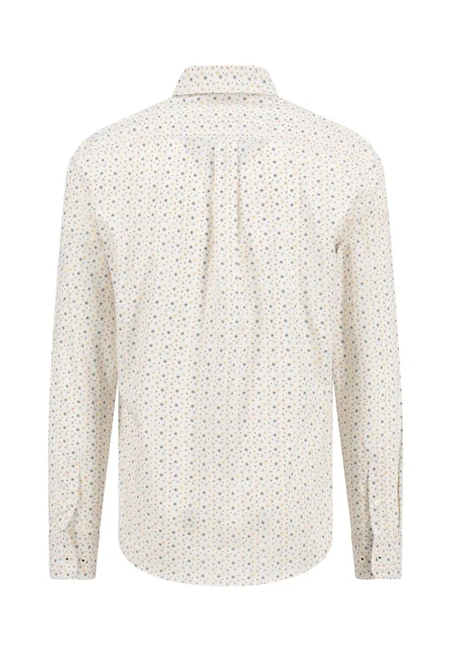 FYNCHHATTON Shirt With Minimal Print And Buttondown Collar Winter Whitehazeldark Navynavydark Blue Men Shirts
