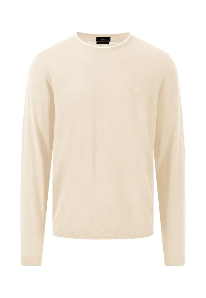 FYNCHHATTON Soft Sweater Made Of Cotton Linen Mix Summer Breezemidnightdusty Oliveoffwhite Men Sale FYNCHHATTON Soft Sweater Made Of Cotton Linen Mix Summer Breezemidnightdusty Oliveoffwhite Men Sale
