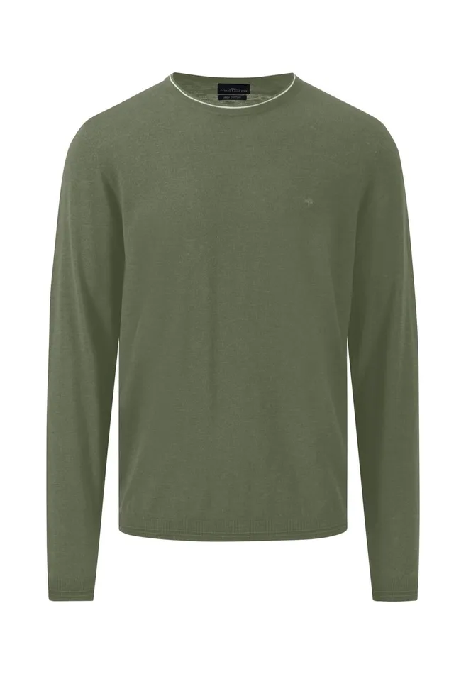 FYNCHHATTON Soft Sweater Made Of Cotton Linen Mix Summer Breezemidnightdusty Oliveoffwhite Men Sale FYNCHHATTON Soft Sweater Made Of Cotton Linen Mix Summer Breezemidnightdusty Oliveoffwhite Men Sale