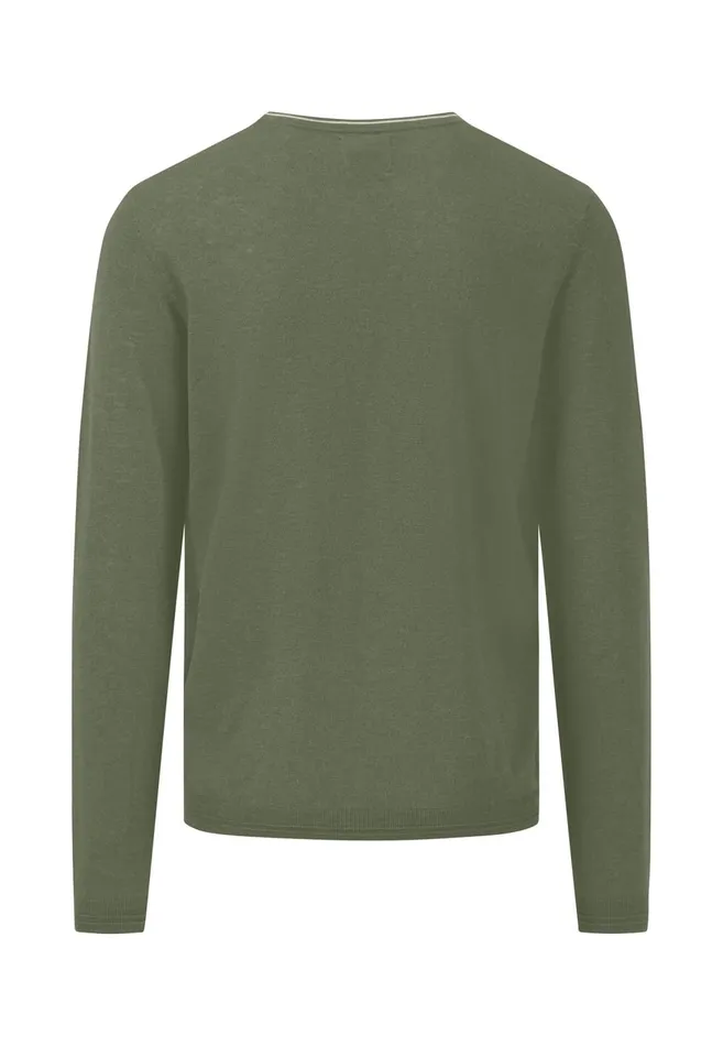 FYNCHHATTON Soft Sweater Made Of Cotton Linen Mix Summer Breezemidnightdusty Oliveoffwhite Men Sale FYNCHHATTON Soft Sweater Made Of Cotton Linen Mix Summer Breezemidnightdusty Oliveoffwhite Men Sale