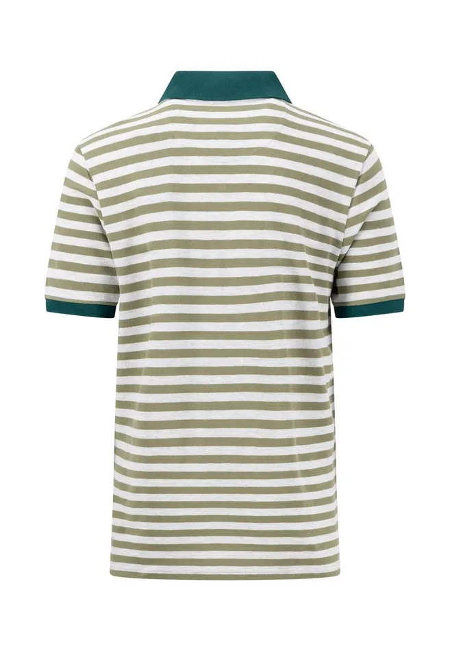 FYNCHHATTON Striped Polo Shirt With Contrast Details Vibrant Bluerustnavylight Khaki Men Polo Shirt