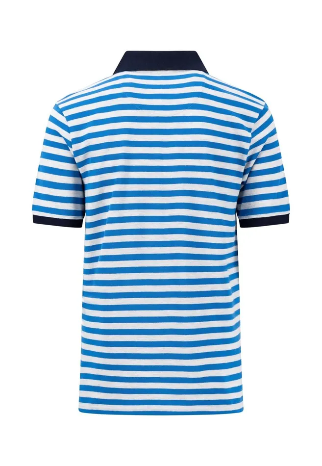 FYNCHHATTON Striped Polo Shirt With Contrast Details Vibrant Bluerustnavylight Khaki Men Polo Shirt