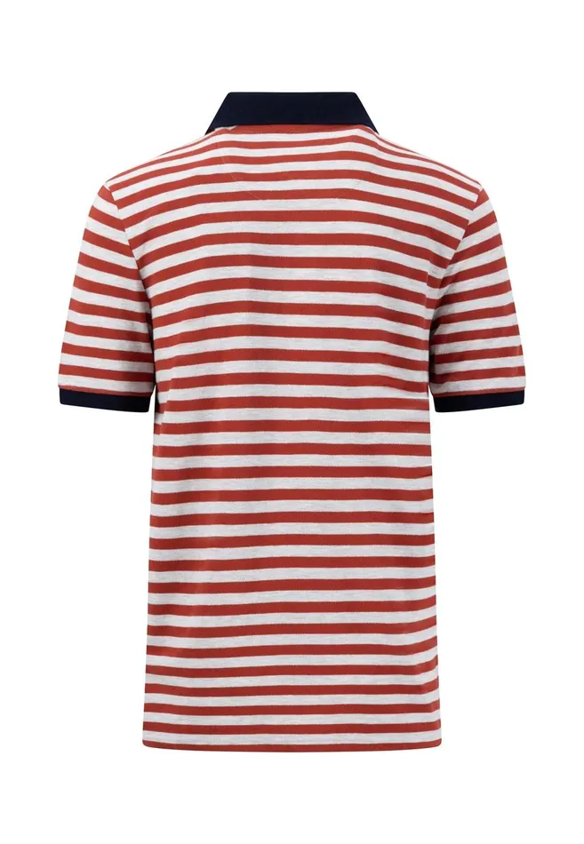 FYNCHHATTON Striped Polo Shirt With Contrast Details Vibrant Bluerustnavylight Khaki Men Polo Shirt