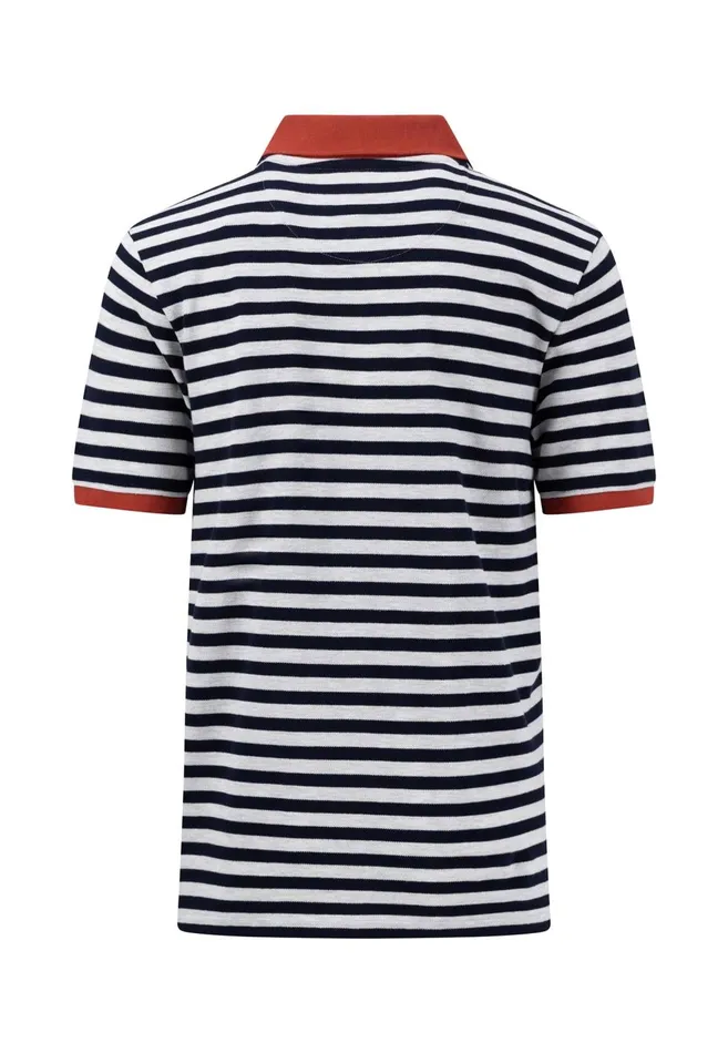 FYNCHHATTON Striped Polo Shirt With Contrast Details Vibrant Bluerustnavylight Khaki Men Polo Shirt