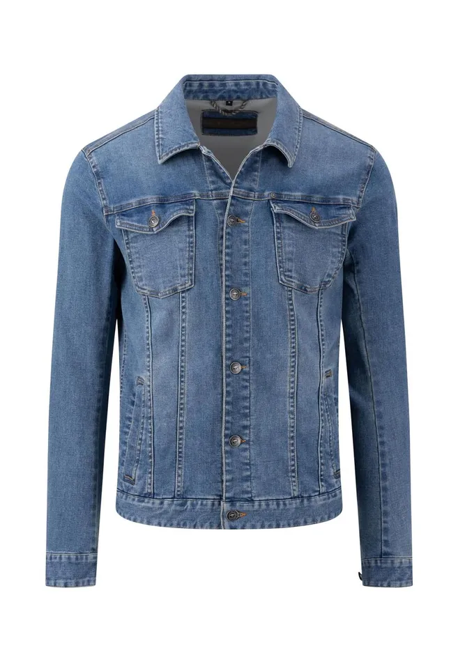 FYNCHHATTON Stylish Jacket From Denim With Attached Bags And Side Intervention Bags Mid Blue Men Jackets and Coats FYNCHHATTON Stylish Jacket From Denim With Attached Bags And Side Intervention Bags Mid Blue Men Jackets and Coats