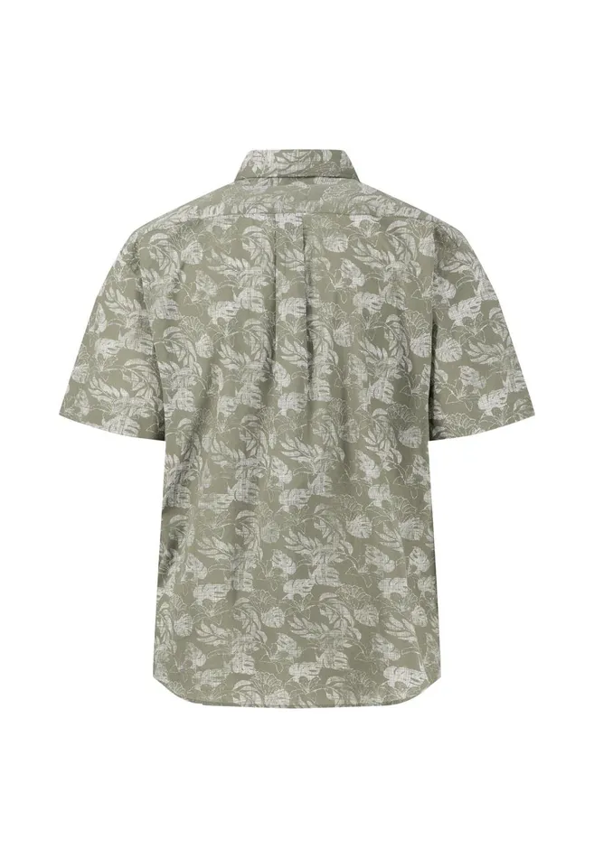 FYNCHHATTON Summer Halbar Shirt With Botanical Print Dusty Olivecrystal Bluenavypapaya Men Shirts