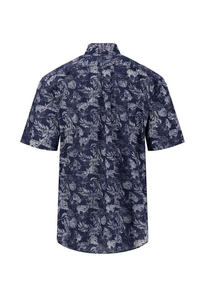 FYNCHHATTON Summer Halbar Shirt With Botanical Print Dusty Olivecrystal Bluenavypapaya Men Shirts