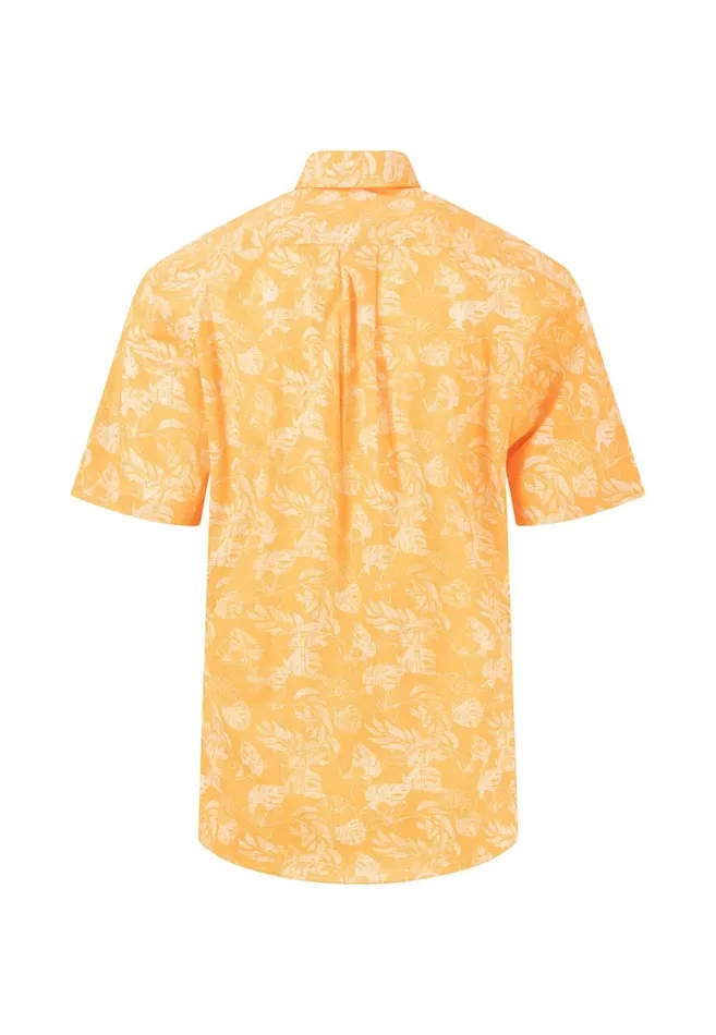FYNCHHATTON Summer Halbar Shirt With Botanical Print Dusty Olivecrystal Bluenavypapaya Men Shirts