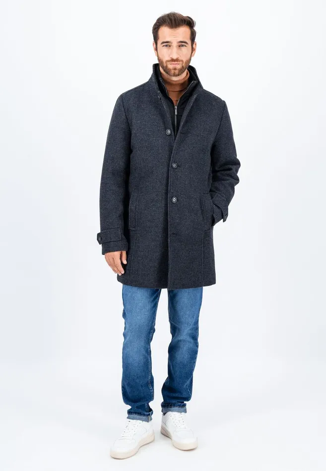 FYNCHHATTON Tweed Coat Made Of Wool Mix With Lining Charcoal Men Jackets and Coats