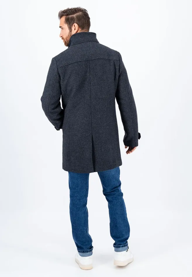 FYNCHHATTON Tweed Coat Made Of Wool Mix With Lining Charcoal Men Jackets and Coats