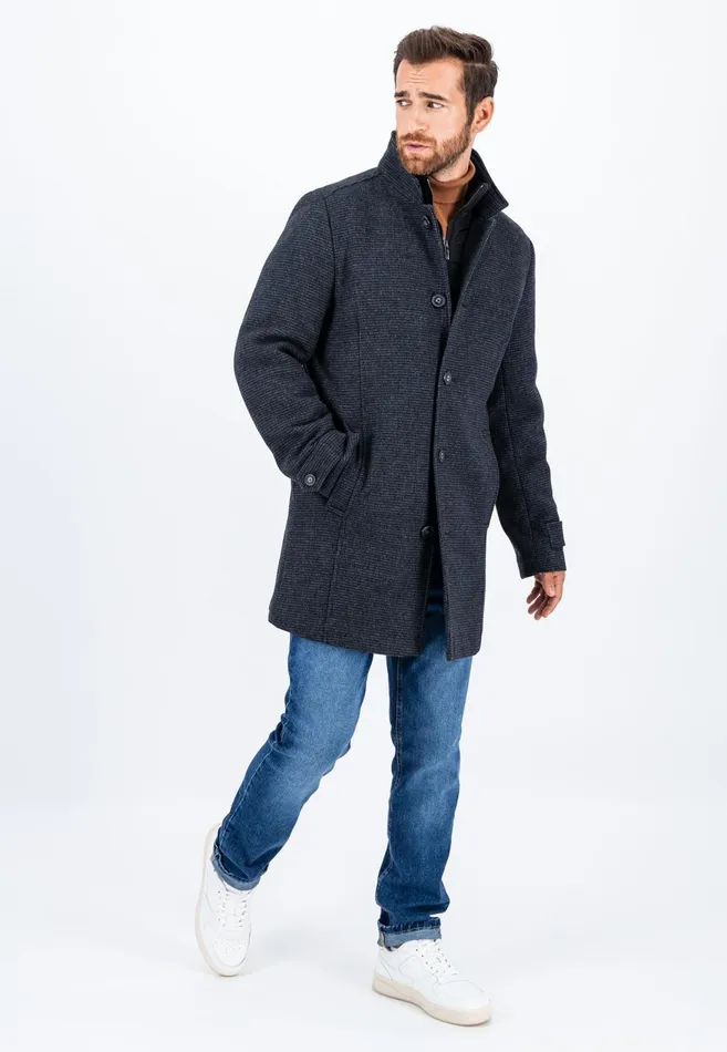 FYNCHHATTON Tweed Coat Made Of Wool Mix With Lining Charcoal Men Jackets and Coats