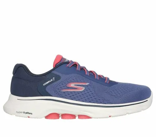 GO WALK 7 8211 Cosmic Waves Navy Coral Women SKECHERS SlipOn