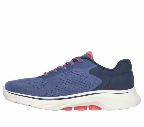 GO WALK 7 8211 Cosmic Waves Navy Coral Women SKECHERS SlipOn