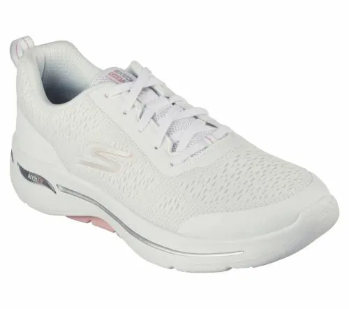 GO WALK Arch Fit 8211 Uptown Summer White Light Pink Women SKECHERS Lace Up