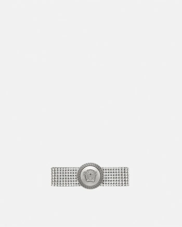 Hair Accessories Women Versace Right Metal Mesh Gianni Ribbon Hair Clip Silver
