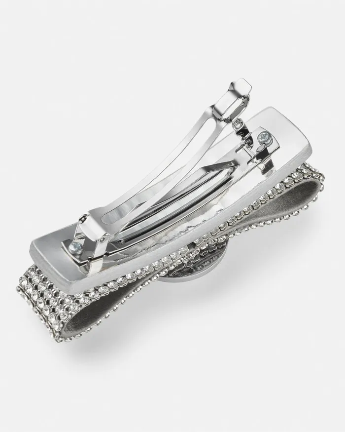 Hair Accessories Women Versace Right Metal Mesh Gianni Ribbon Hair Clip Silver