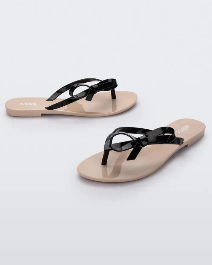 Harmonic Sweet Beigeblack Women Melissa Flip Flops