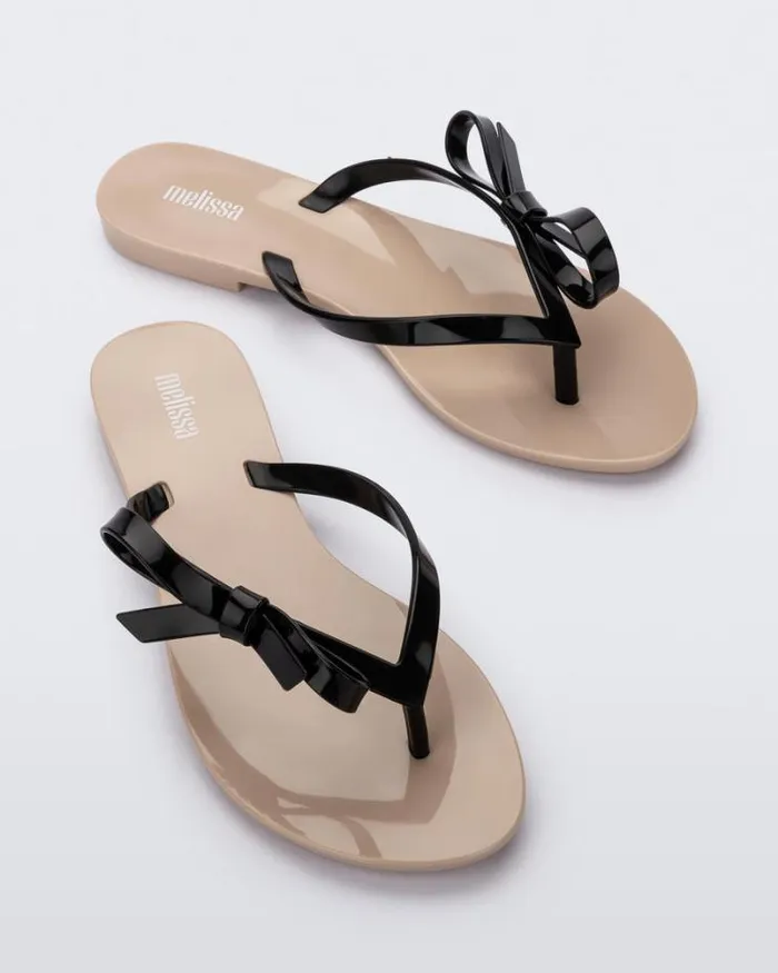 Harmonic Sweet Beigeblack Women Melissa Flip Flops