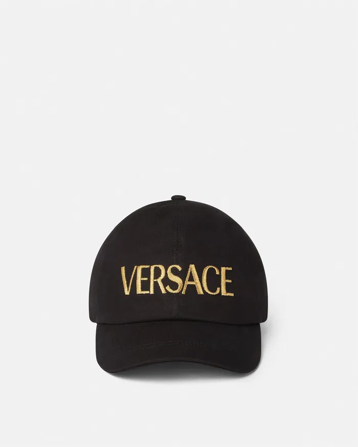 Hats and Caps WomenMen Versace Embroidered Logo Cap Blackgold