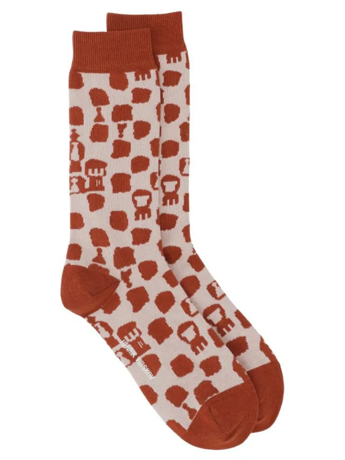Henrik Vibskov Boutique Chess Socks Homme 8211 Rust Beige Gambit Men Socks