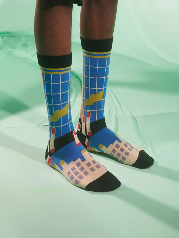 Henrik Vibskov Boutique Chopped Finger Factory Socks Homme 8211 Blue Tan Factory Men Socks