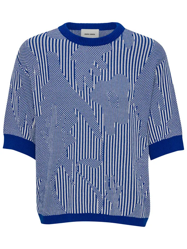 Henrik Vibskov Boutique Hands Knitted Tee 8211 Blue White Hands Men Tops