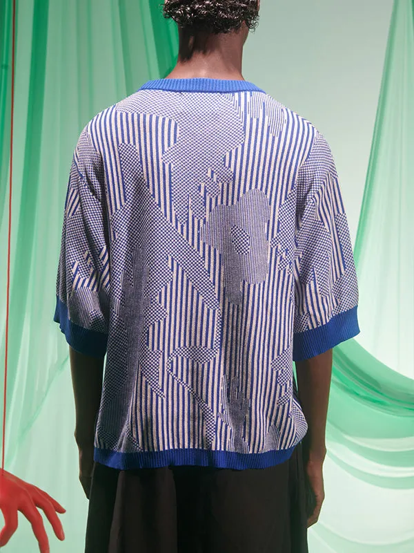 Henrik Vibskov Boutique Hands Knitted Tee 8211 Blue White Hands Men Tops