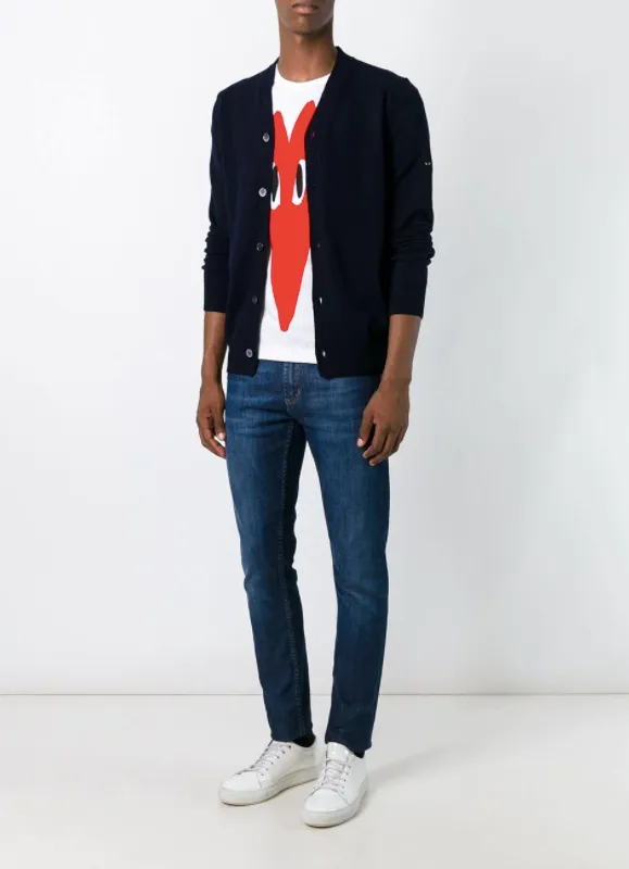 Henrik Vibskov Boutique Mens Cardigan Sleeve Black Heart 8211 Navy Men Knitwear
