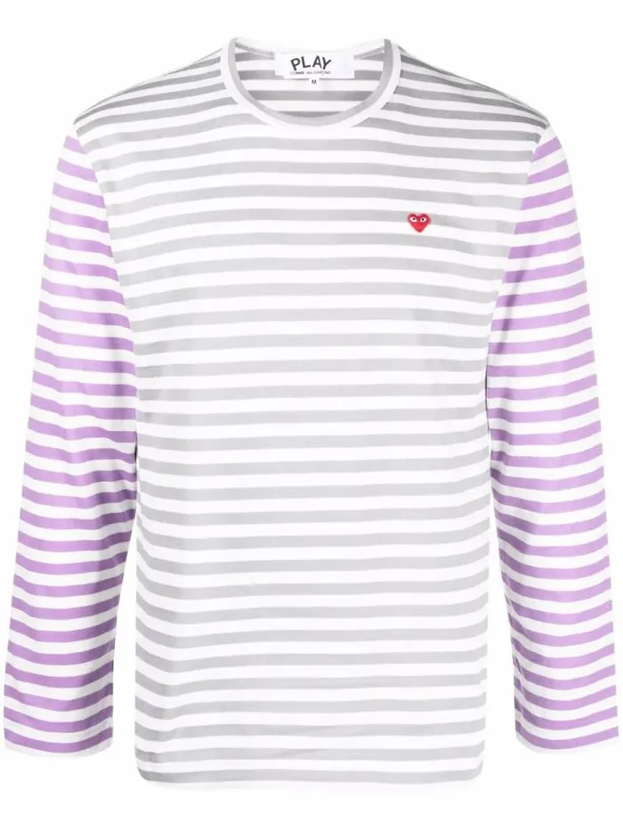 Henrik Vibskov Boutique Mens Long Sleeves Tee BiColour Striped 8211 GrayPurple Men Tops Henrik Vibskov Boutique Mens Long Sleeves Tee BiColour Striped 8211 GrayPurple Men Tops