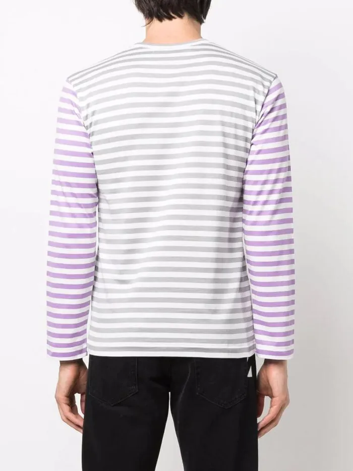 Henrik Vibskov Boutique Mens Long Sleeves Tee BiColour Striped 8211 GrayPurple Men Tops