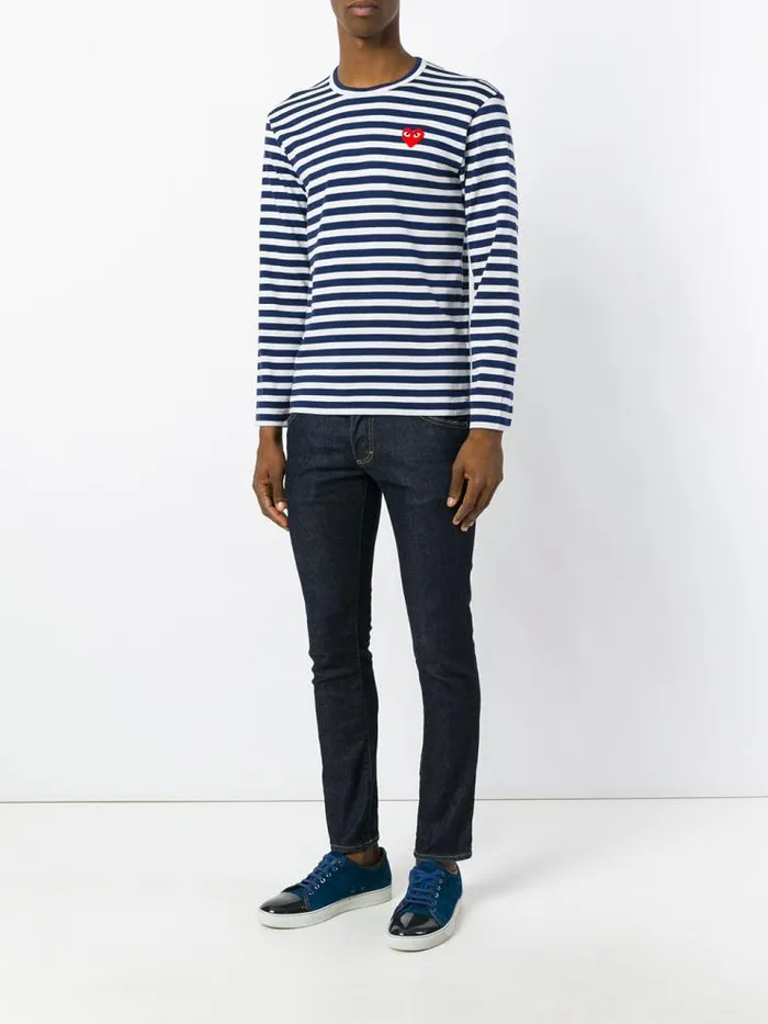 Henrik Vibskov Boutique Mens Striped Tee Red Heart 8211 Blue Men Tops