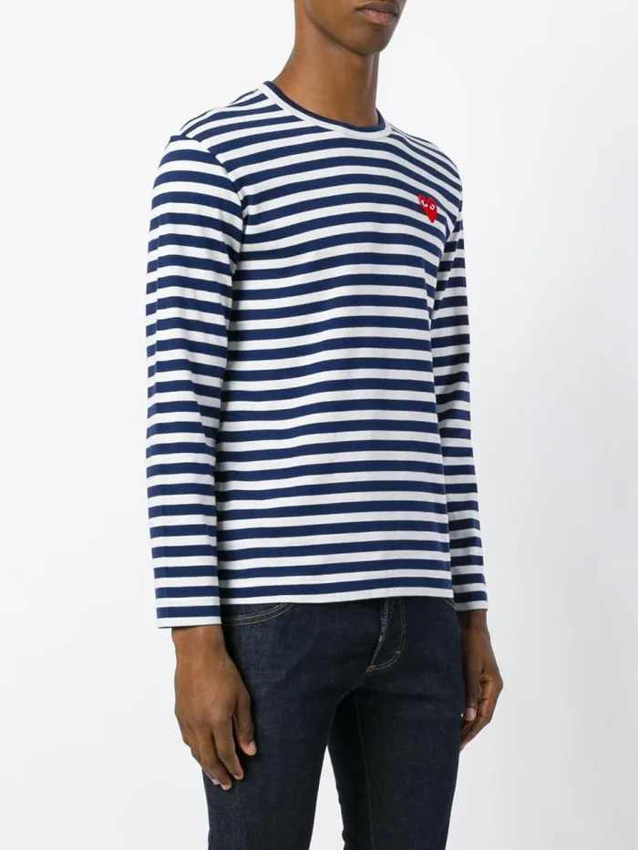 Henrik Vibskov Boutique Mens Striped Tee Red Heart 8211 Blue Men Tops