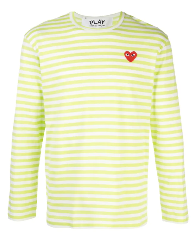 Henrik Vibskov Boutique Mens Striped Tee Red Heart 8211 Light Green Men Tops