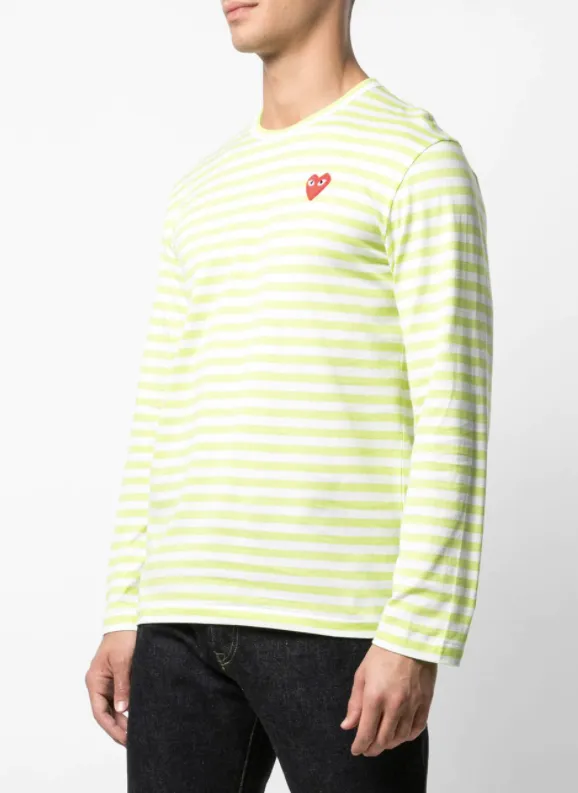 Henrik Vibskov Boutique Mens Striped Tee Red Heart 8211 Light Green Men Tops