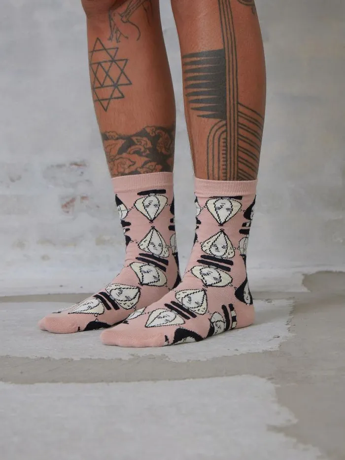 Henrik Vibskov Boutique Onion Head Femme Socks 8211 Pink Off White Head Women Socks
